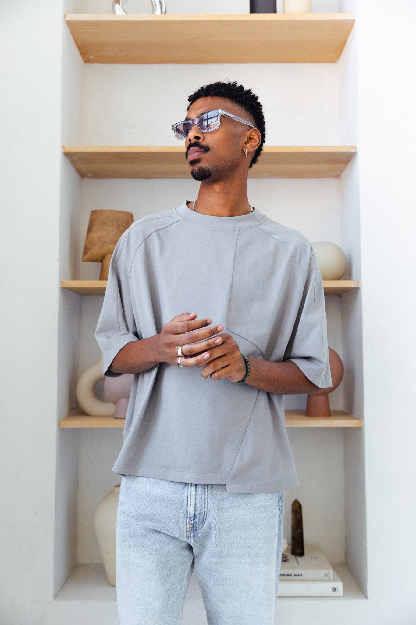 GRID T-SHIRT - ASH GREY
