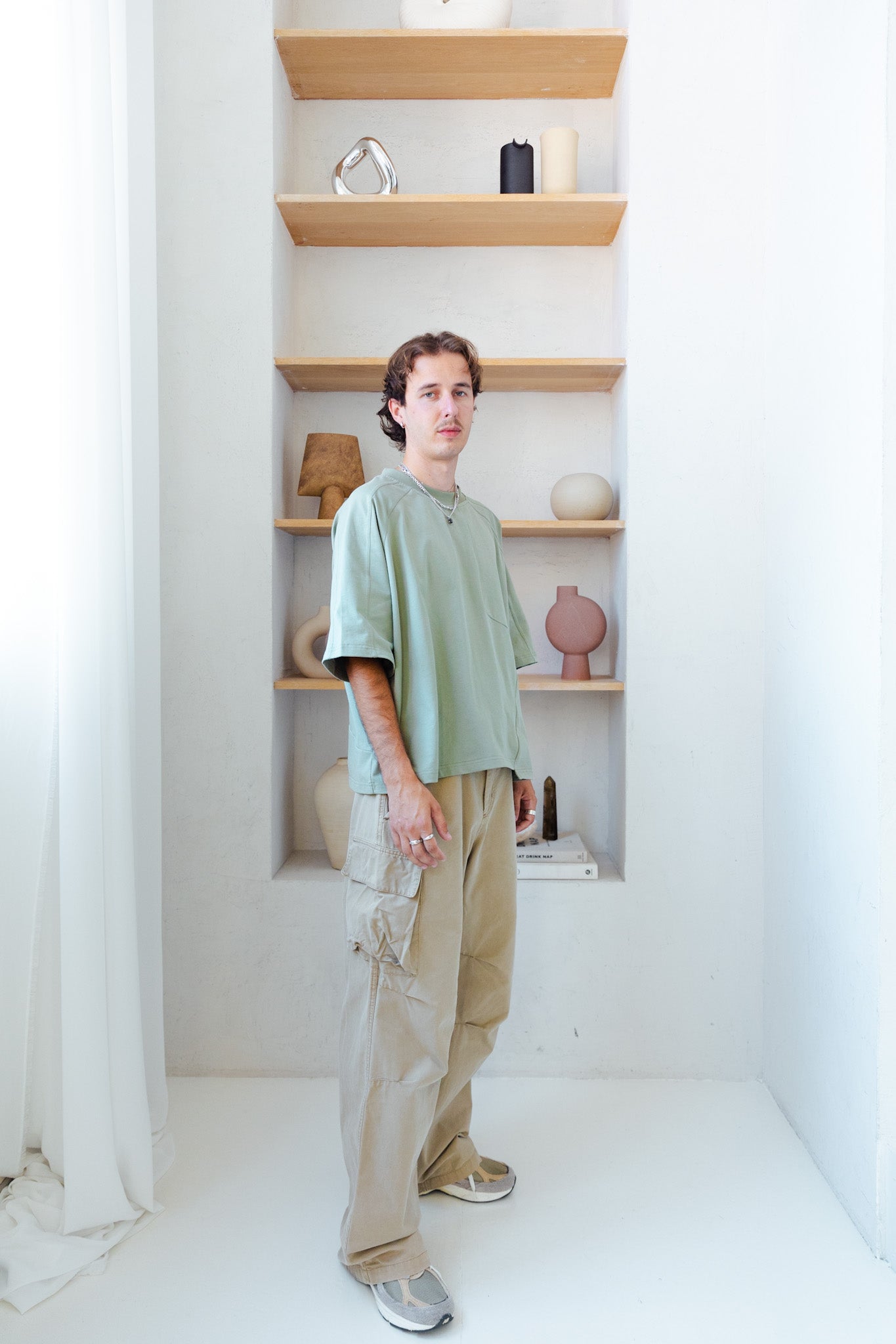 GRID T-SHIRT - SAGE GREEN