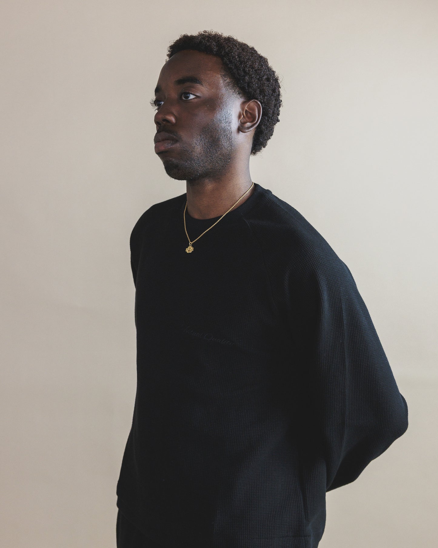 WAFFLE LONGSLEEVE - ONYX BLACK