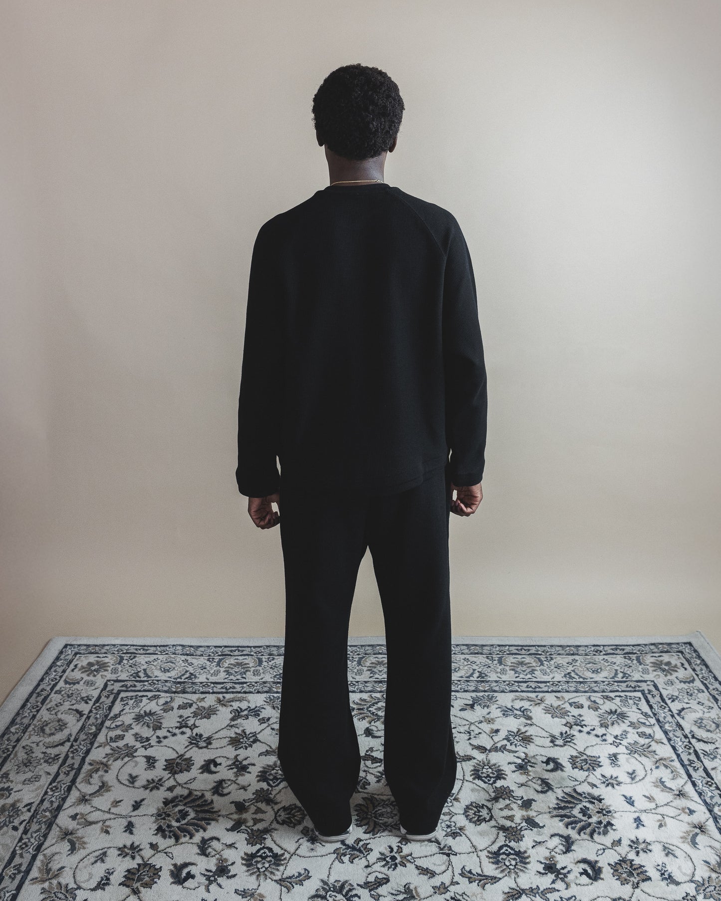 WAFFLE LONGSLEEVE - ONYX BLACK