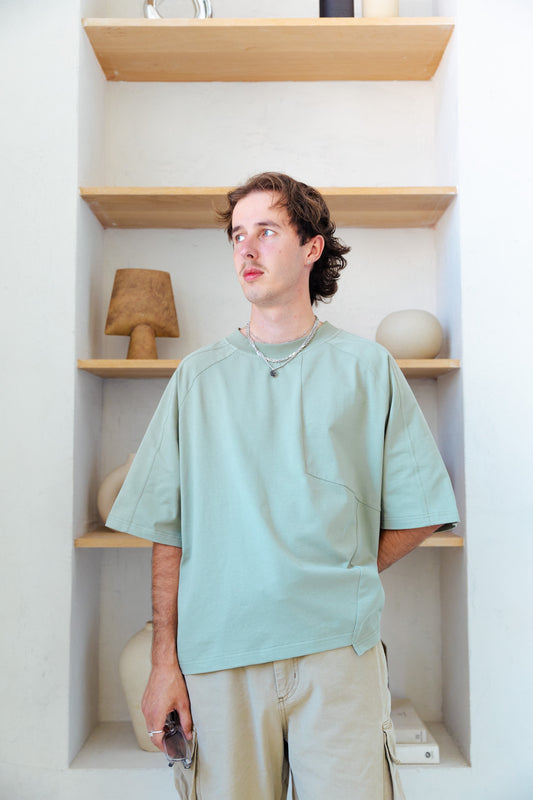 GRID T-SHIRT - SAGE GREEN